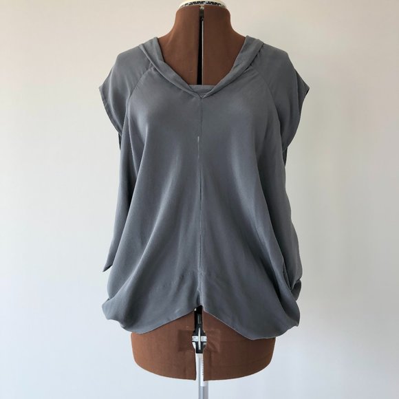 All Saints Spitalfields Tops - Grey Silk Top with Side Draping